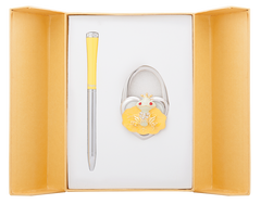 Набір подарунковий "Fairy Tale": ручка кулькова + гачок д/ сумки, жовтий, Жовтий