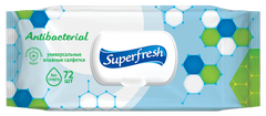 Серветки вологі "Superfresh" Антибактеріальні з клапаном, 72 шт
