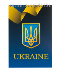 Блокнот на пружині зверху UKRAINE, А-5, 48л., клітка, картонна обкладинка, синій, Синій