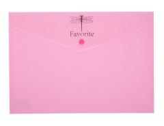 Папка-конверт А4 на кнопці PASTEL, рожевий, Рожевий