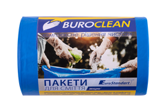 Пакети для сміття 60л/40 шт, міцні, сині 600х800мм, 21мкм BuroClean EuroStandart