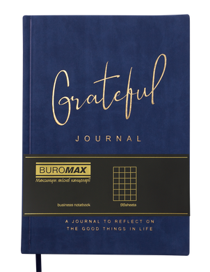 Блокнот діловий GRATEFUL А5, 96л, клітинка, обкладинка штучна шкіра, синій