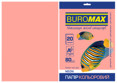 Папір кольоровий А4, 80г/м2, NEON, рожевий, 20л., Рожевий