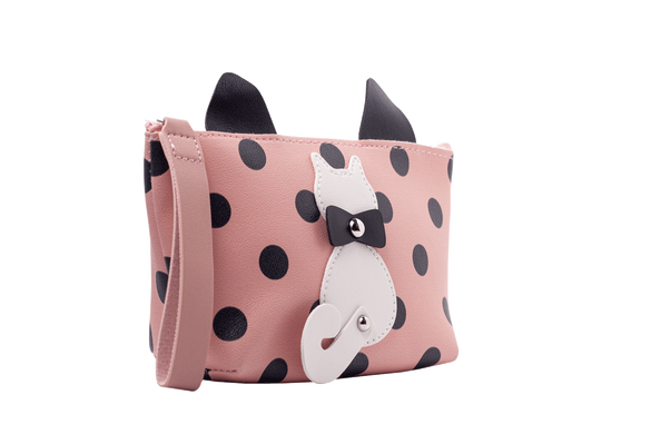 Пенал PUSSY CAT плоский 21x12x7 см, декор кота з рухливим хвостом, рожевий