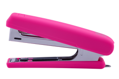 Степлер пластиковий RUBBER TOUCH до 12арк. (скоби №10), рожевий, Рожевий