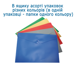 Папка-конверт А5 на кнопці, асорті, глянцева непрозора, Асорті