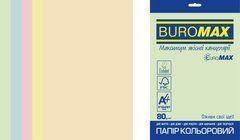 Папір кольоровий Euromax 80г/м2, PASTEL, 5кольорів, 20арк., Асорті