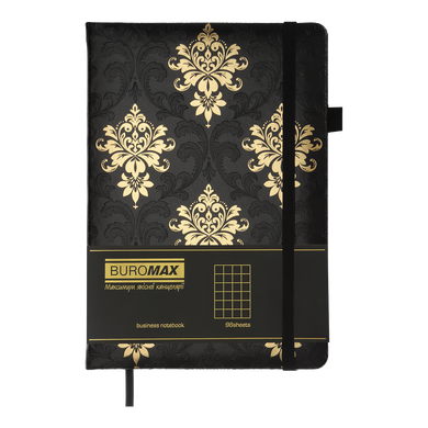 Блокнот діловий ROYAL А5, 96л, клітинка, обкладинка штучна шкіра, чорний