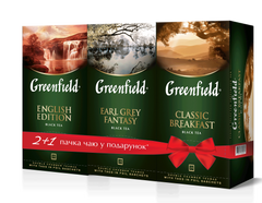 Набір чаю 2+1 у подарунок Clas.Breakf. 2грх25п+EarlGreyFantasy 2гх25п+EnglishEdition2гх25п GREENFIELD