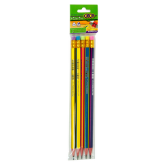 Олівець графітовий RAINBOW HB, з гумкою, 5 шт блістер