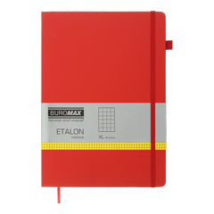 Книга записная ETALON 210*295, 96л., клетка, обложка искуственная кожа, красный
