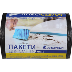 Пакети для сміття 35л/100шт, міцні, чорні BuroClean EuroStandart