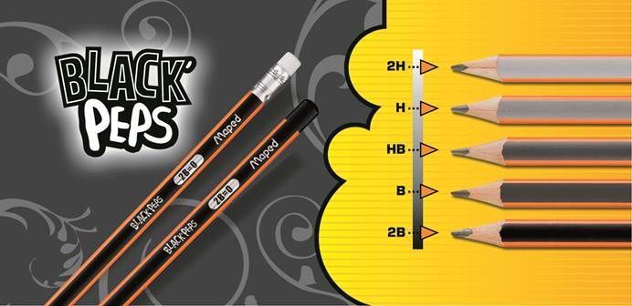 Олівець графітовий BLACK PEPS 2B, без гумки, коробка з підвісом