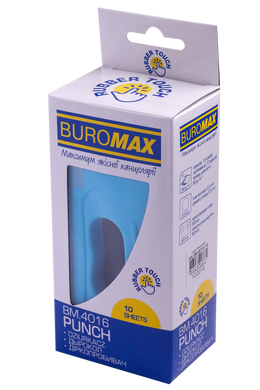 Діркопробивач пластиковий RUBBER TOUCH(до 10арк.), блакитний, Блакитний