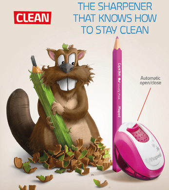 Чинка з контейнером CLEAN, 1 отв., дисплей, асорті