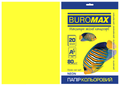 Папір кольоровий А4, 80г/м2, NEON, жовтий, 20л., Жовтий