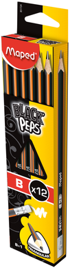 Олівець графітовий BLACK PEPS B, з гумкою, коробка з підвісом
