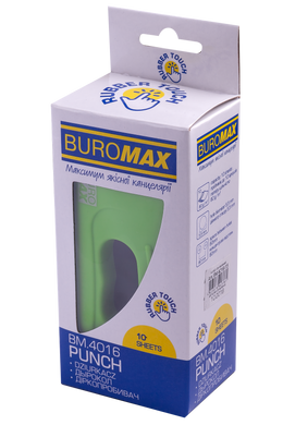 Діркопробивач пластиковий RUBBER TOUCH(до 10арк.), св-зелений, Зелений