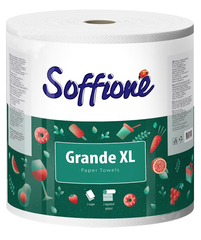 Рушник целюлозний "Soffione GRANDE XL", по 1 рул., на гільзі, 2-х шар., білий