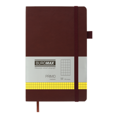 Книга записна PRIMO 125*195, 96 арк., клітинка, обкл. штучна шкіра, коричневий