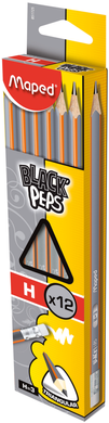 Олівець графітовий BLACK PEPS H, з гумкою, коробка з підвісом