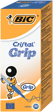 Ручка кулькова "Cristal Grip", синя, 20 шт/уп, Синій