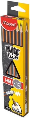 Олівець графітовий BLACK PEPS HB, з гумкою, коробка з підвісом