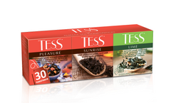 Набір пакетованого чаю 30 пакетиків, асорті "Pleasure, Sunrise, Lime", TESS