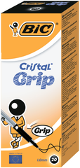Ручка кулькова "Cristal Grip", чорна, 20 шт/уп, Чорний
