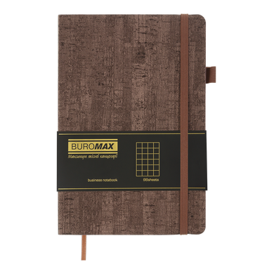 Блокнот діловий WOOD А5, 96л, клітинка, обкладинка штучна шкіра, бежевий