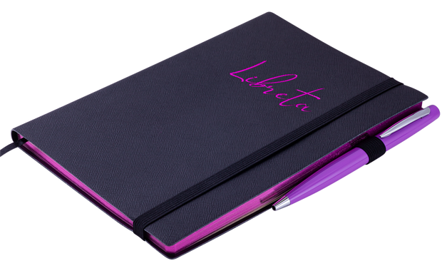 Блокнот діловий LIBRETA А5, 96 арк., чистий, обкл. штучна шкіра, чорний, Чорний