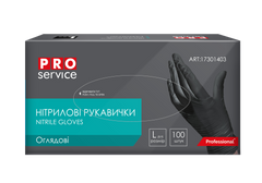 Рукавички нітрилові, нестерильні, чорні, 100шт/уп., розмір S, PRO SERVICE