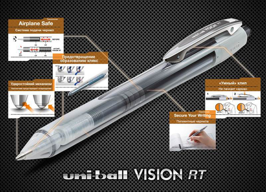 Роллер uni-ball VISION RT 0.6мм, чорний, Чорний