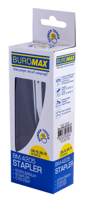 Степлер пластиковий RUBBER TOUCH до 20арк., (скоби №24; 26), чорний, Чорний