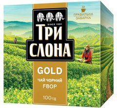 Чай чорний 100г, лист, GOLD, ТРИ СЛОНА