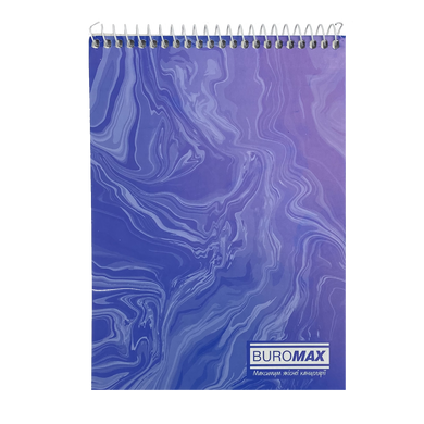 Блокнот на пр.зверху, А5, 48 арк, MARBLE, JOBMAX, клітинка, картон.обкл., синій