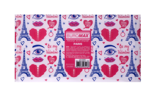Папка-конверт на кнопці DL, PARIS, рожевий, Рожевий