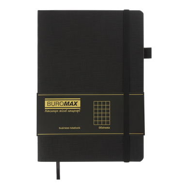 Блокнот діловий COLOR TUNES А5, 96л, клітинка, обкладинка штучна шкіра, чорний