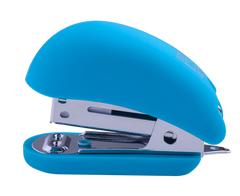 Степлер пластиковий RUBBER TOUCH Міні до 15арк., (скоби №24; 26), блакитний, Блакитний