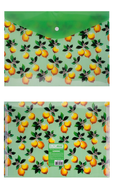 Папка-конверт на кнопці А4, LEMONS, салатовий, Зелений