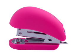 Степлер пластиковий RUBBER TOUCH Міні до 15арк., (скоби №24; 26), рожевий, Рожевий