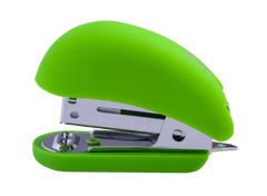 Степлер пластиковий RUBBER TOUCH Міні до 15арк., (скоби №24; 26), св-зелений, Зелений