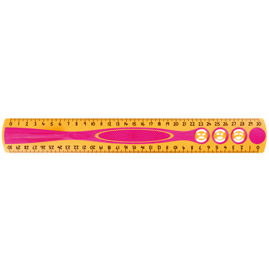 Лінійка KIDY GRIP, 30см пластикова, двостороння шкала, з тримачем, блістер