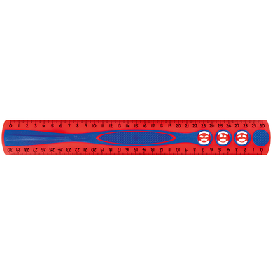 Лінійка KIDY GRIP, 30см пластикова, двостороння шкала, з тримачем, блістер