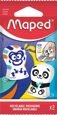 Гумка ERGO FUN MULTICOLOR, еко блістер по 2 од