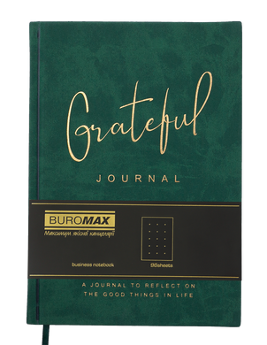 Блокнот діловий GRATEFUL А5, 96л, крапка, обкладинка штучна шкіра, зелений