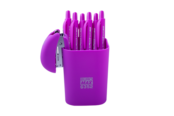 Степлер пластиковий RUBBER TOUCH Міні до 15арк., (скоби №24; 26), фіолетовий, Фіолетовий