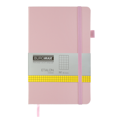Книга записна ETALON 125*195, 96 арк., клітинка, обкл. штучна шкіра, рожевий