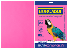 Папір кольоровий А4, 80г/м2, INTENSIV, малиновий, 20л., Рожевий
