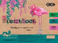 Скетчбук А5, 40 аркушів, пружина, білий блок 100 г/м2, зелений, ART Line
